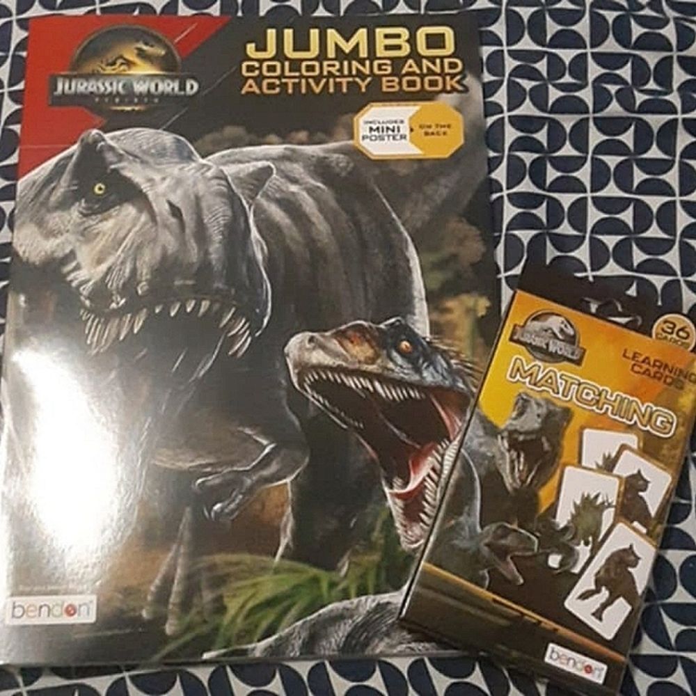 New Jurassic World Coloring and Activity Book with Matching Cards
